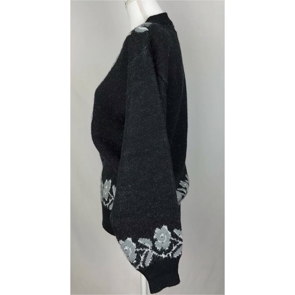 Jade LongSleeve Crew Neckline Floral Black Sweater - Picture 3 of 5